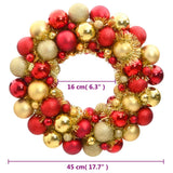 Christmas Wreath Red and Gold 45 cm Polystyrene - Top-Down View