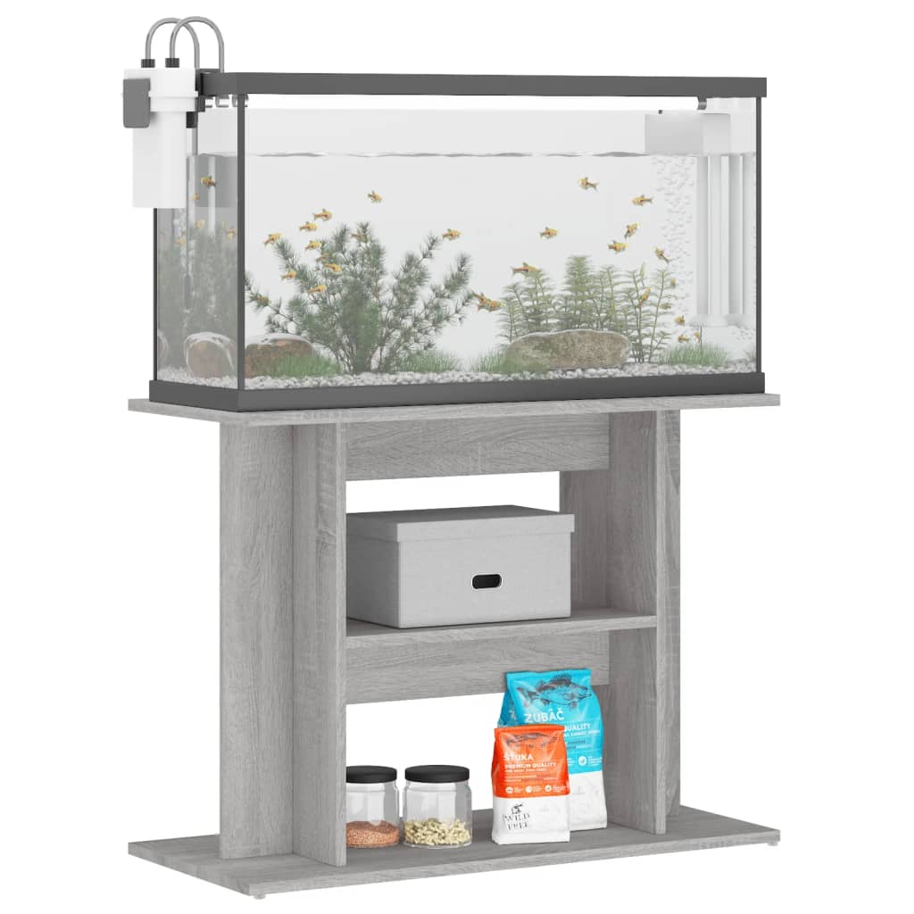 Aquarium Stand Grey Sonoma 80x35x60 cm Engineered Wood