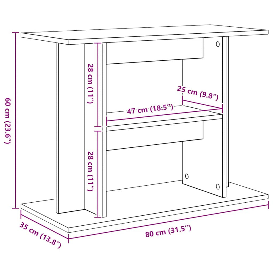 Aquarium Stand Grey Sonoma 80x35x60 cm Engineered Wood