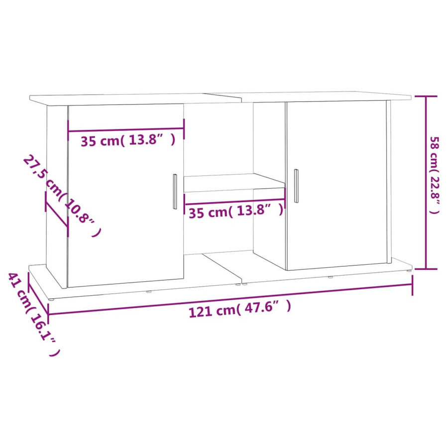 Aquarium Stand Sonoma Oak 121x41x58 cm Engineered Wood