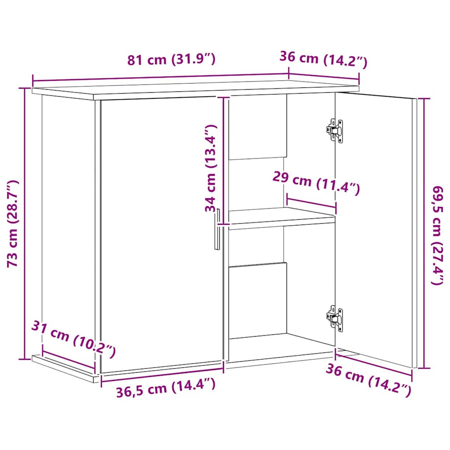 Aquarium Stand White 81x36x73 cm Engineered Wood