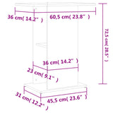 Aquarium Stand White 60.5x36x72.5 cm Engineered Wood - Low Angle