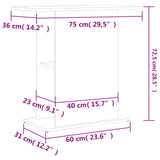 Aquarium Stand White 75x36x72.5 cm Engineered Wood - Low Angle