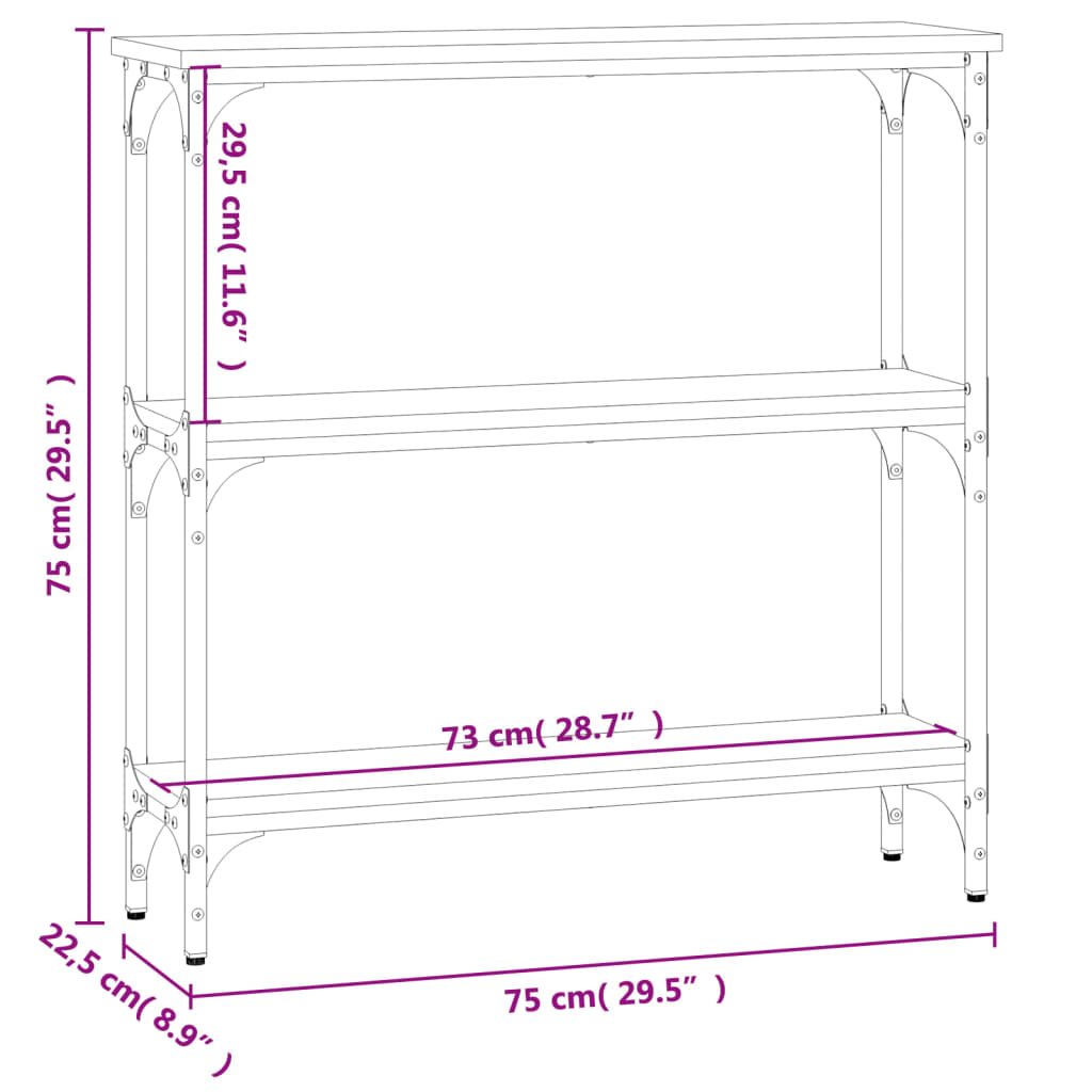 Console Table Sonoma Oak 75x22.5x75 cm Engineered Wood