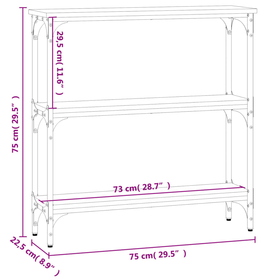 Console Table Sonoma Oak 75x22.5x75 cm Engineered Wood