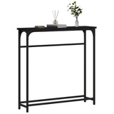 Console Table Black 75x19.5x75 cm Engineered Wood - Side View