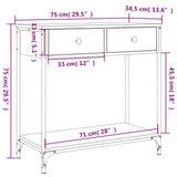 Console Table Sonoma Oak 75x34.5x75 cm Engineered Wood - Extra Image