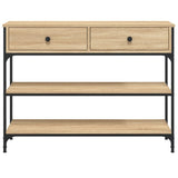 Console Table Sonoma Oak 100x25x75 cm Engineered Wood - Rear View