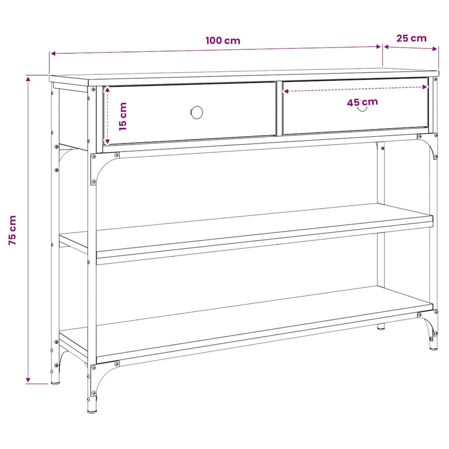 Console Table Sonoma Oak 100x25x75 cm Engineered Wood
