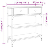 Console Table Black 72.5x25x75 cm Engineered Wood