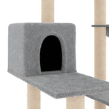 Cat Tree with Sisal Scratching Posts Light Grey 82.5 cm - Rear View