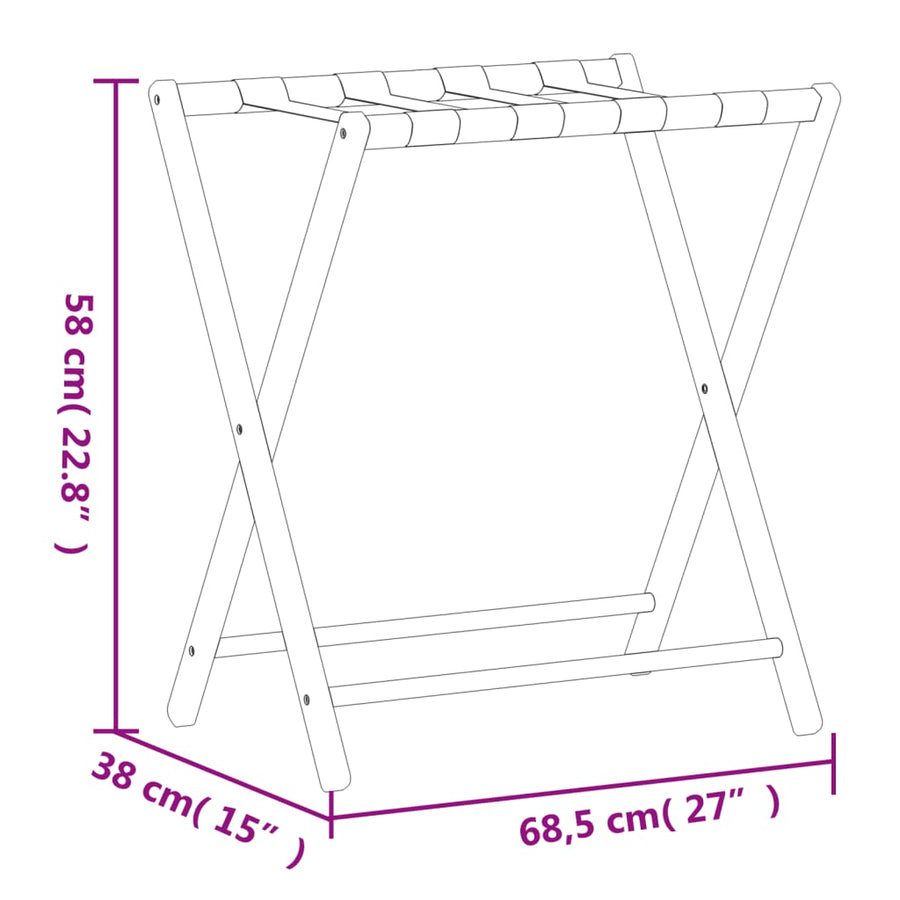 Luggage Rack Black 68.5x38x58 cm Bamboo