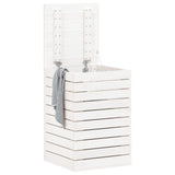 Laundry Basket White 44x44x66 cm Solid Wood Pine - Side View