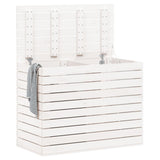 Laundry Basket White 88.5x44x66 cm Solid Wood Pine - Side View