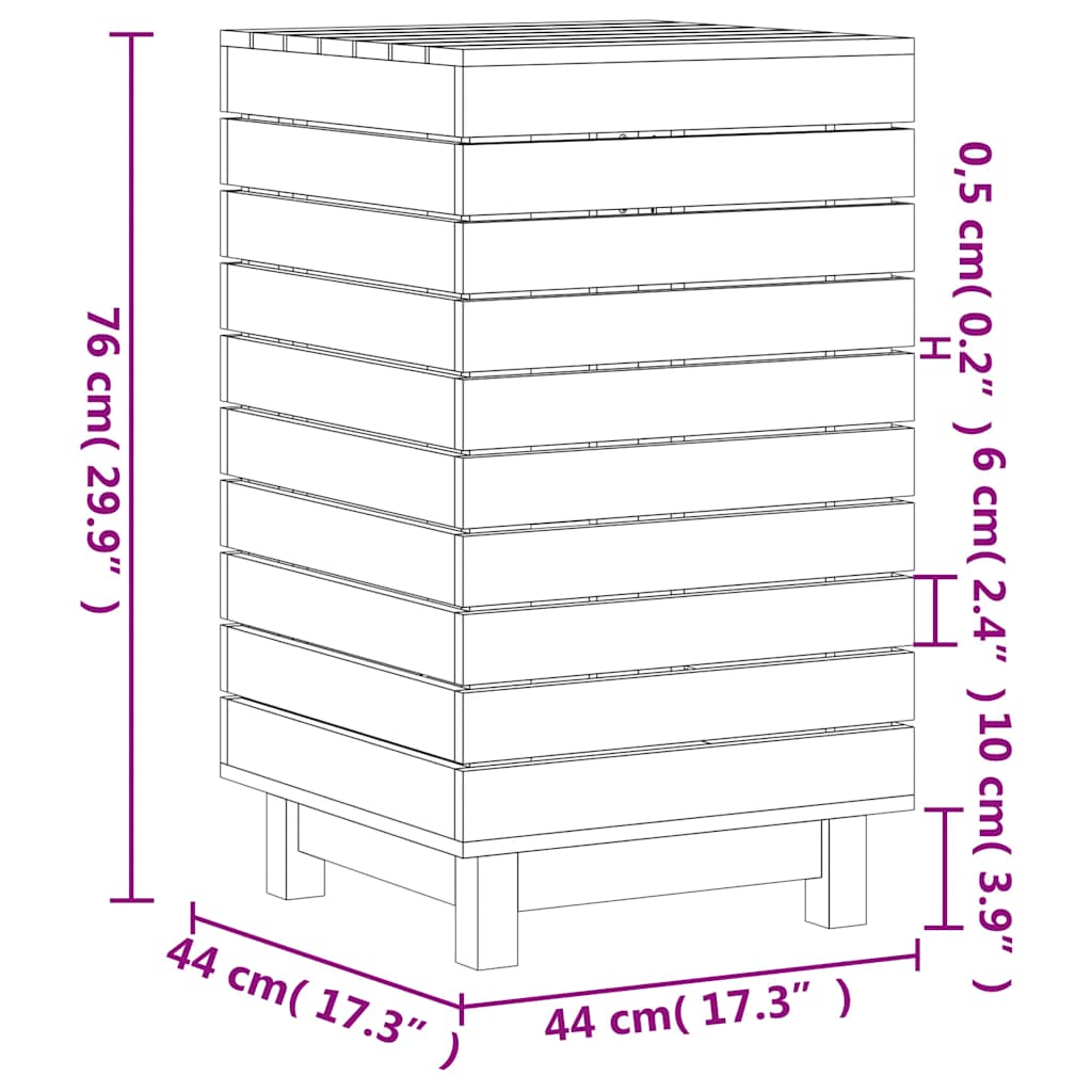 Laundry Basket 44x44x76 cm Solid Wood Pine