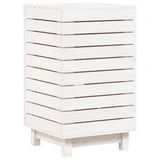 Laundry Basket White 44x44x76 cm Solid Wood Pine - Front View