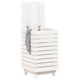 Laundry Basket White 44x44x76 cm Solid Wood Pine - Side View