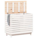 Laundry Basket White 88.5x44x76 cm Solid Wood Pine - Side View