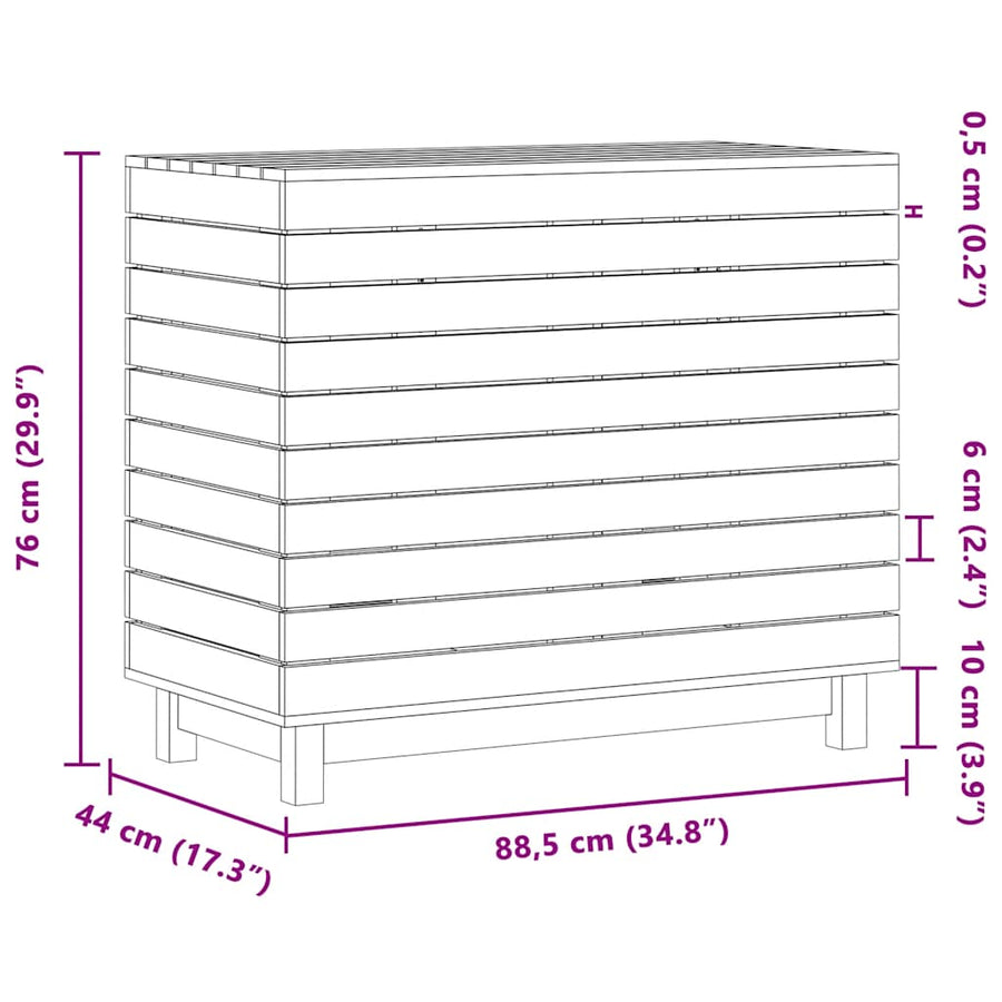 Laundry Basket White 88.5x44x76 cm Solid Wood Pine