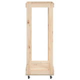 Log Holder with Wheels 76.5x40x108 cm Solid Wood Pine - 45-Degree Angle