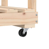 Log Holder with Wheels 76.5x40x108 cm Solid Wood Pine - Close-Up Angle