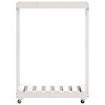 Log Holder with Wheels White 76.5x40x108 cm Solid Wood Pine