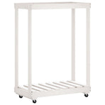 Log Holder with Wheels White 76.5x40x108 cm Solid Wood Pine