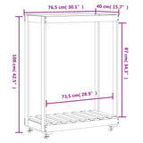 Log Holder with Wheels White 76.5x40x108 cm Solid Wood Pine - Extra Image