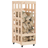 Log Holder with Wheels 40x49x110 cm Solid Wood Pine - Side View