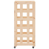 Log Holder with Wheels 40x49x110 cm Solid Wood Pine - Rear View