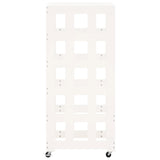 Log Holder with Wheels White 40x49x110 cm Solid Wood Pine - Rear View