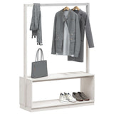 Clothes Rack with Shoe Storage White 113x40x157.5 cm Solid Wood Pine - Side View