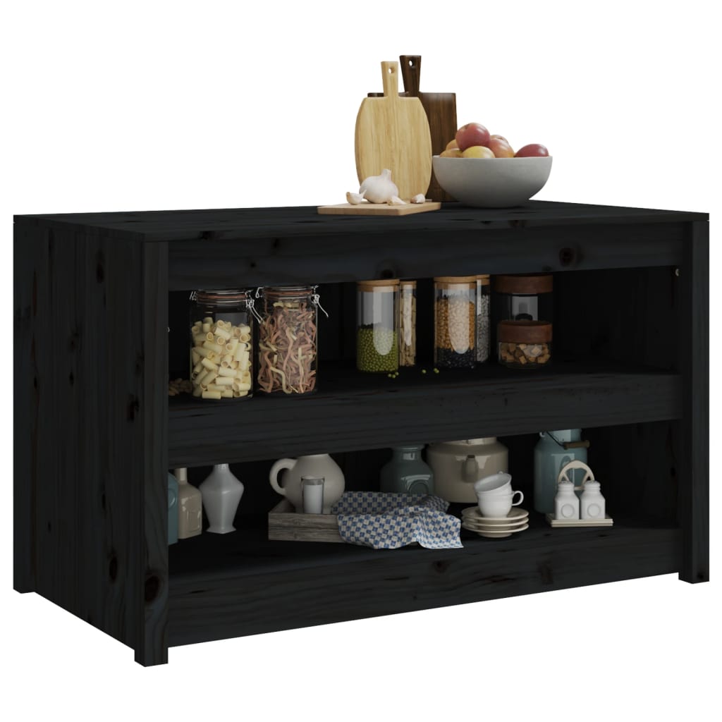 Outdoor Kitchen Cabinet MEPPEL Black 106x55x64 cm Solid Wood Pine