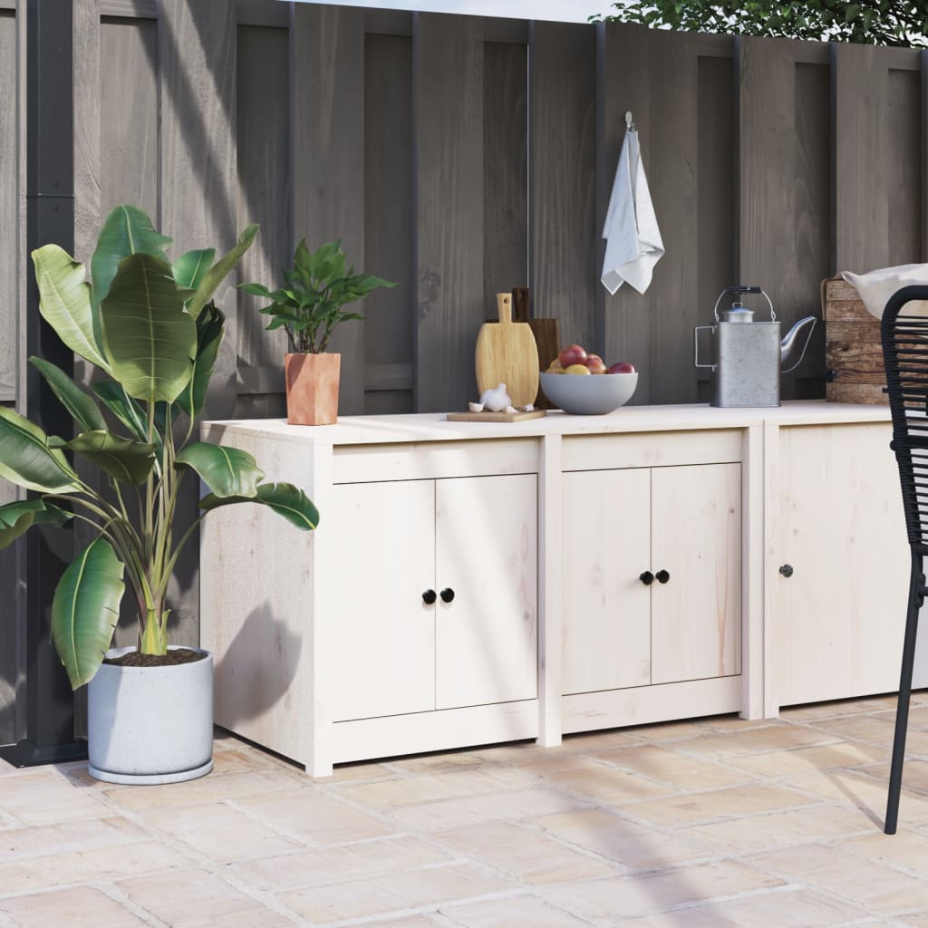 Outdoor Kitchen Cabinet MEPPEL White 106x55x64 cm Solid Wood Pine