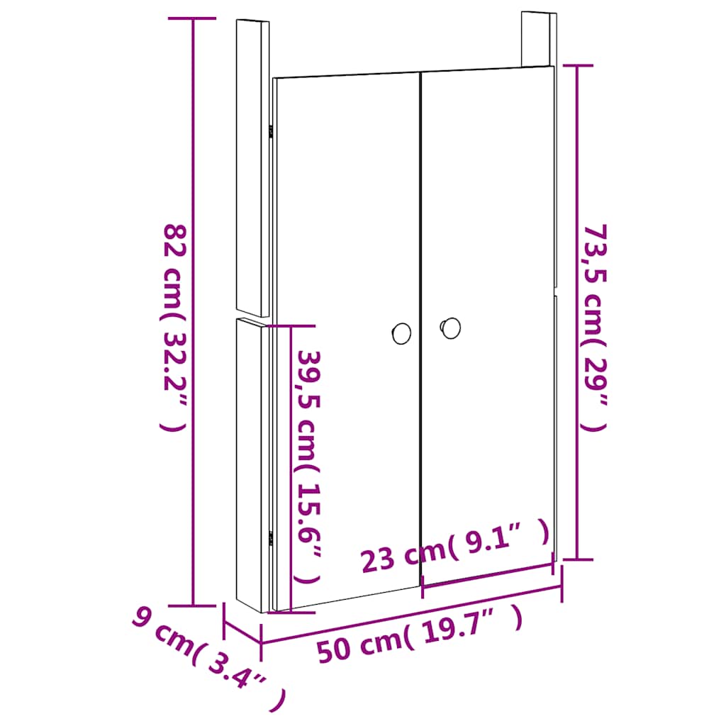 Outdoor Kitchen Doors MEPPEL 2 pcs Black 50x9x82 cm Solid Wood Pine