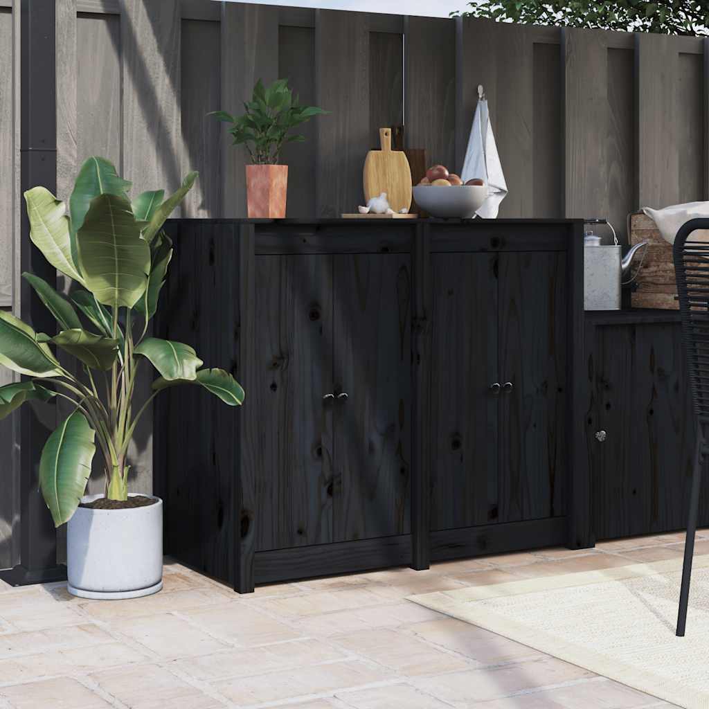 Outdoor Kitchen Doors MEPPEL 2 pcs Black 50x9x82 cm Solid Wood Pine