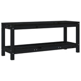 Garden Bench Black 108x35x45 cm Solid Wood Pine - Front View