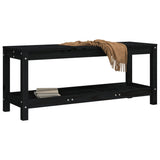 Garden Bench Black 108x35x45 cm Solid Wood Pine - Side View