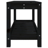 Garden Bench Black 108x35x45 cm Solid Wood Pine - Rear View