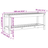 Garden Bench Black 108x35x45 cm Solid Wood Pine - Extra Image