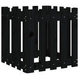 Garden Planter with Fence Design Black 50x50x50 cm Solid Wood Pine - Top-Down View