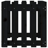 Garden Planter with Fence Design Black 50x50x50 cm Solid Wood Pine - 45-Degree Angle