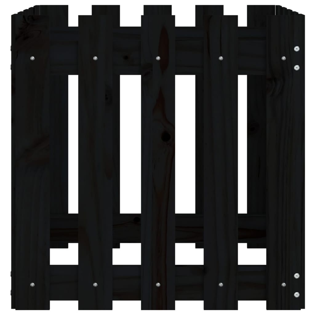Garden Planter with Fence Design Black 50x50x50 cm Solid Wood Pine