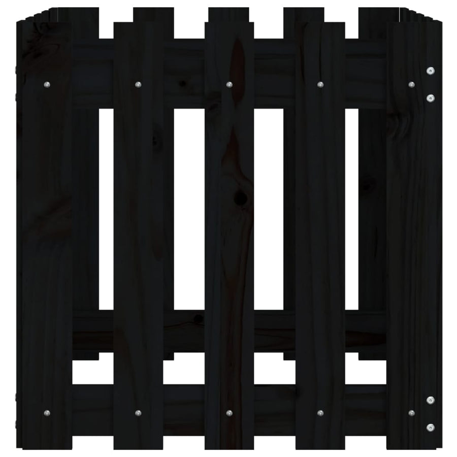 Garden Planter with Fence Design Black 50x50x50 cm Solid Wood Pine