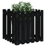 Garden Planter with Fence Design Black 60x60x60 cm Solid Wood Pine - Side View