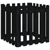 Garden Planter with Fence Design Black 60x60x60 cm Solid Wood Pine - Top-Down View