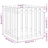 Garden Planter with Fence Design Black 60x60x60 cm Solid Wood Pine