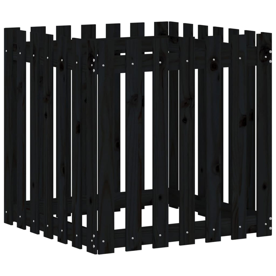 Garden Planter with Fence Design Black 70x70x70 cm