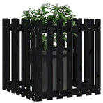 Garden Planter with Fence Design Black 70x70x70 cm
