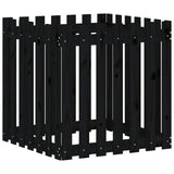 Garden Planter with Fence Design Black 70x70x70 cm Solid Wood Pine - Top-Down View